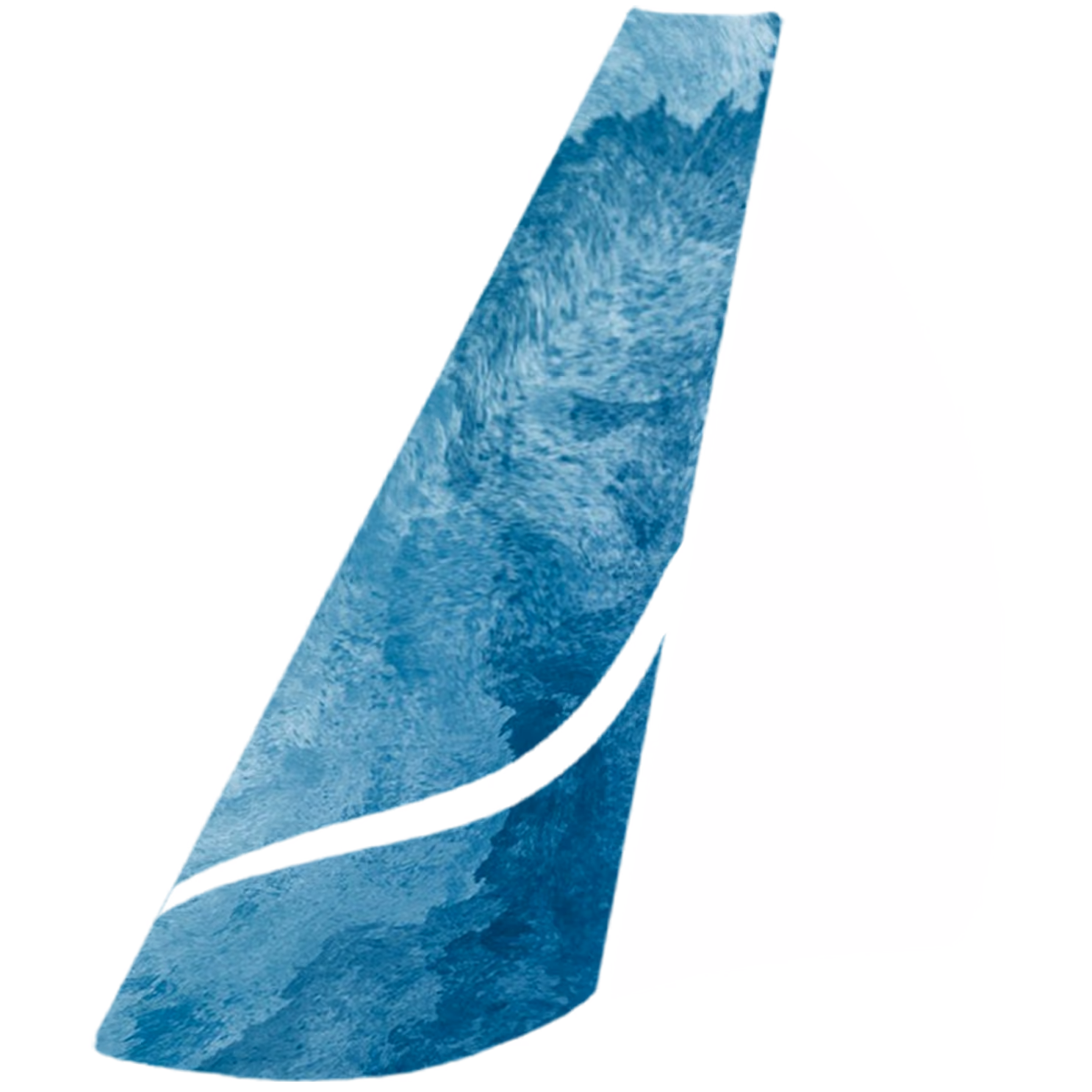 Stylized blue sail with textured wave patterns on a transparent background.