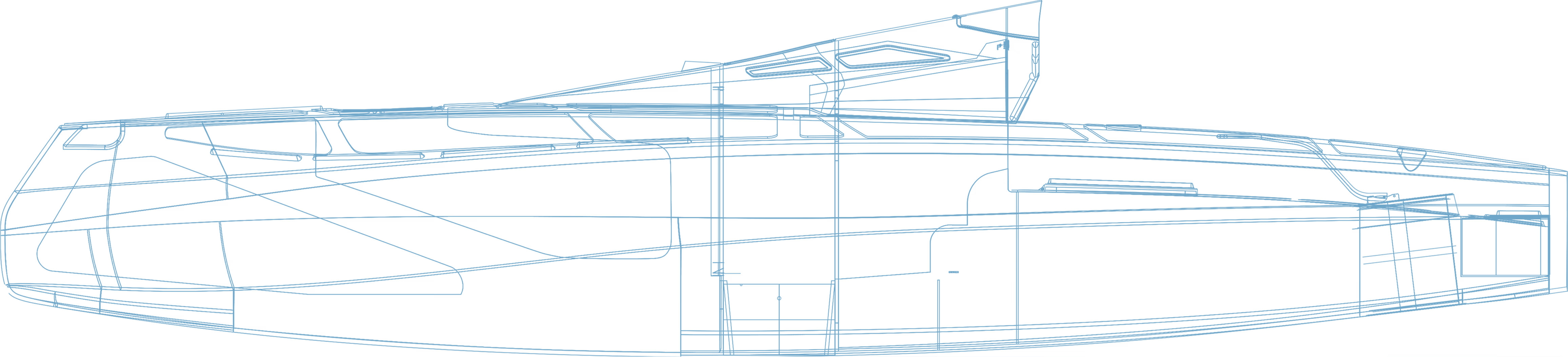 AEOLOS P30, H Marine's Project H2 concept vessel. Side wireframe view.