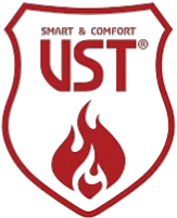 Shield-shaped logo with text 'Safety & Comfort VST' above a stylized flame icon.