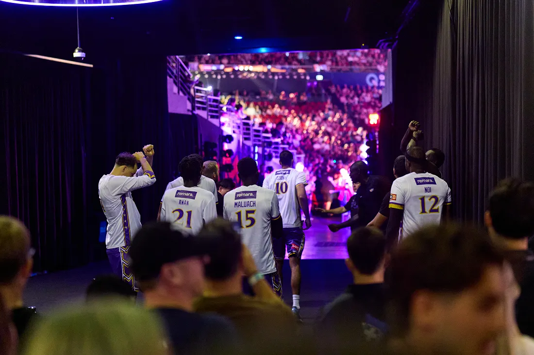 Sydney Kings players in action against the Adelaide 36ers