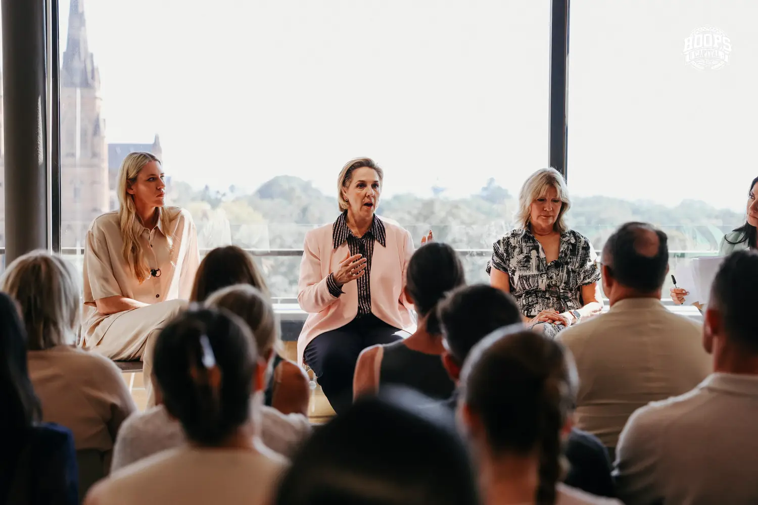 Robyn Denholm, Katie Page and Lauren Jackson speaking at the 2025 Women in Sport and Leadership panel