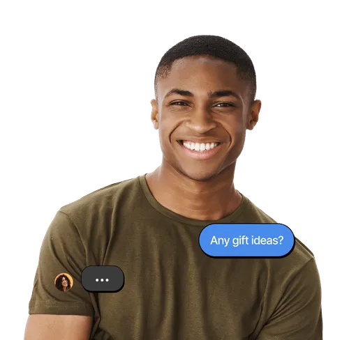 A man with a message bubble on his face.