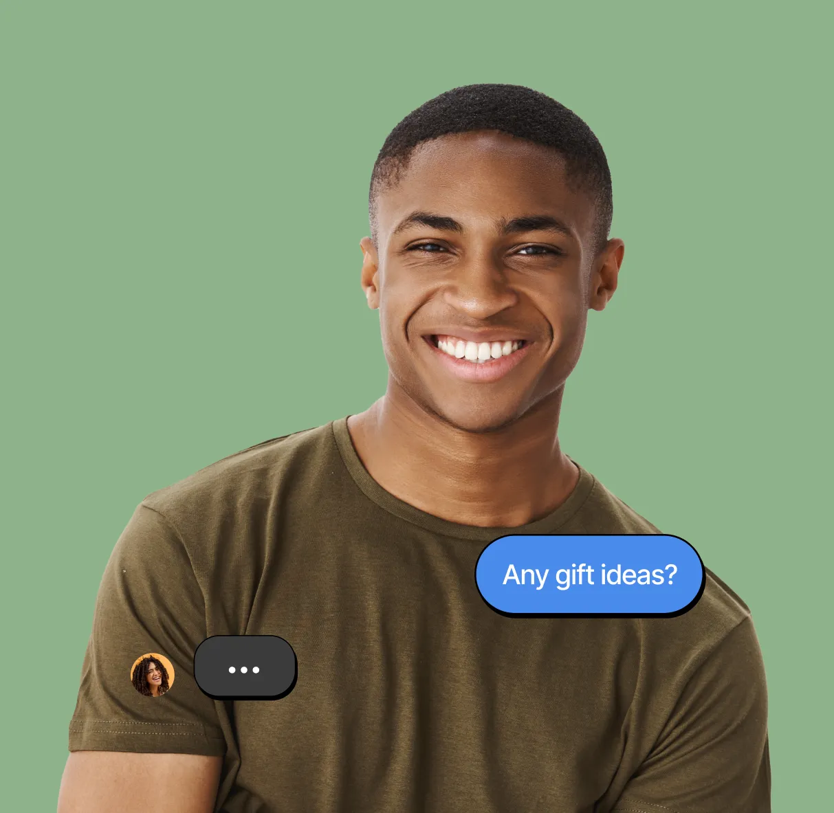 A man with a message bubble on his face.