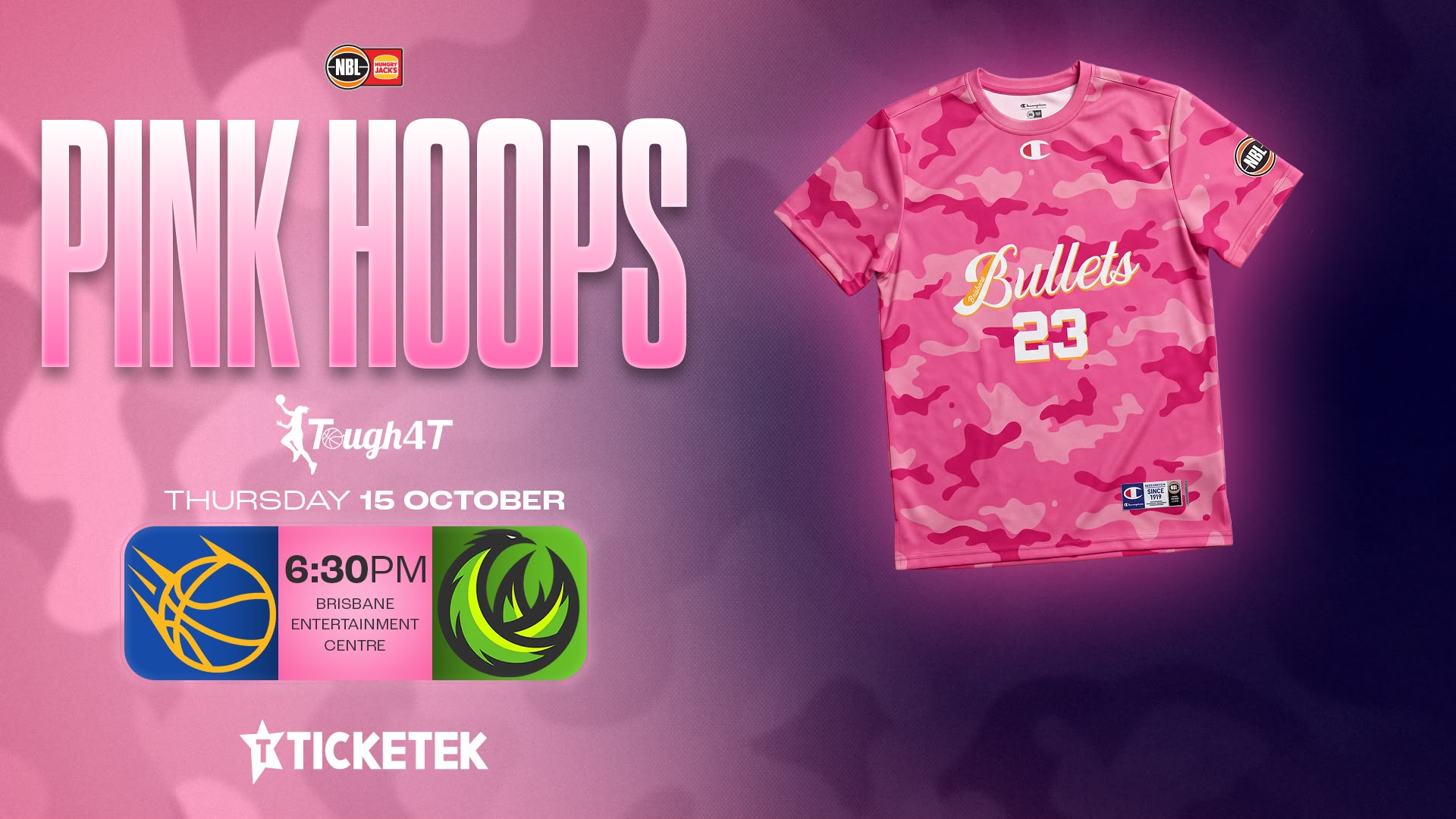 Auction Live for Pink Hoops Round Shooting Shirts