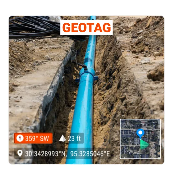 A photo with timestamp, elevation, and map and has text "GEOTAG" overlaid on it.