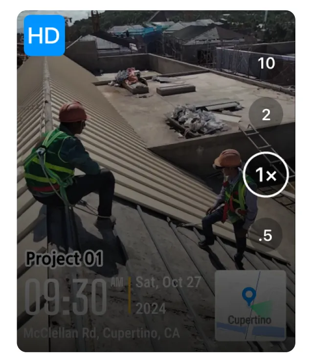 A photo with timestamp and map and displays the zooming options