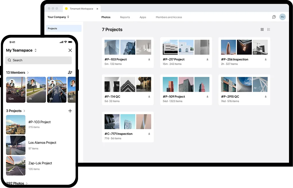 Organize photos on the web portal of Teamspace