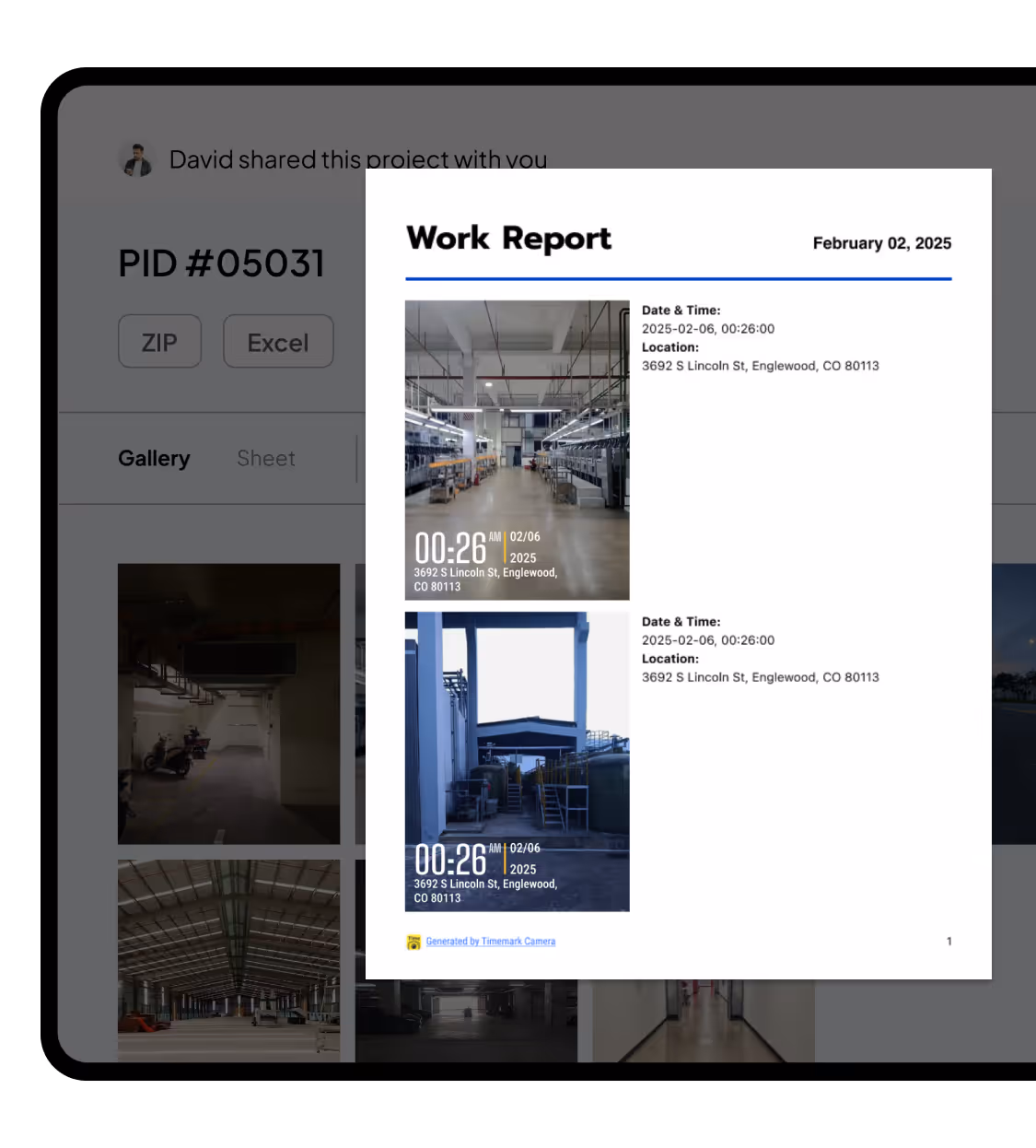 The web Teamspace portal at the background with a PDF report opening up at the foreground.