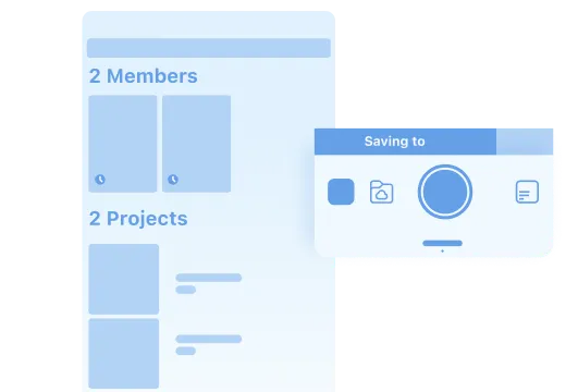 A demonstrative graphic that shows the project view and member view of job photos on Timemark