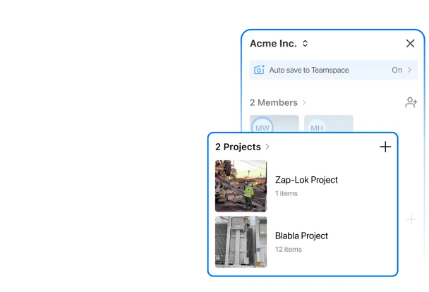 A photo gallery that has a few photos selected; on the right hand side shows the options to export to Excel or PDF; at the bottom shows the options to share to WhatsApp, export as PDF / ZIP / KMZ.