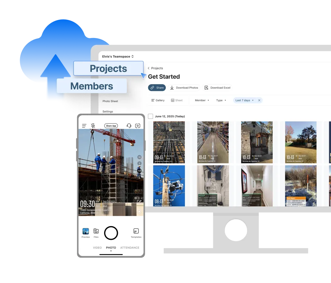 The interface of the construction photo documentation tool on the web and mobile portal