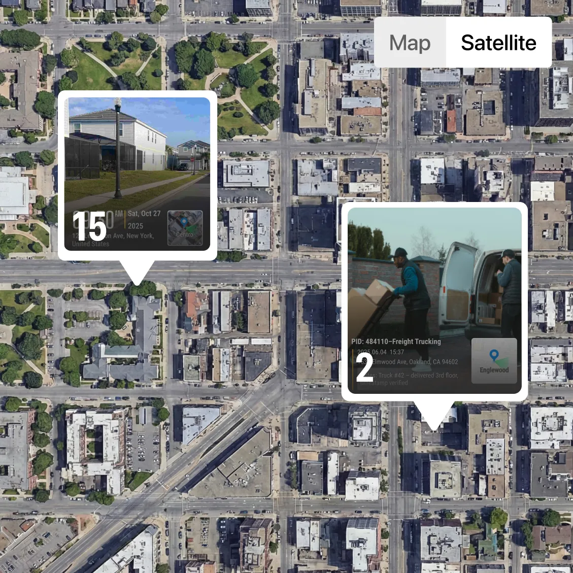 The data fields inside the ‘Edit Template’ with the Address field toggled on; all other fields are toggled off including Logo, Business Card, Tags, Weather, Lat/Long, Altitude, and Compass.