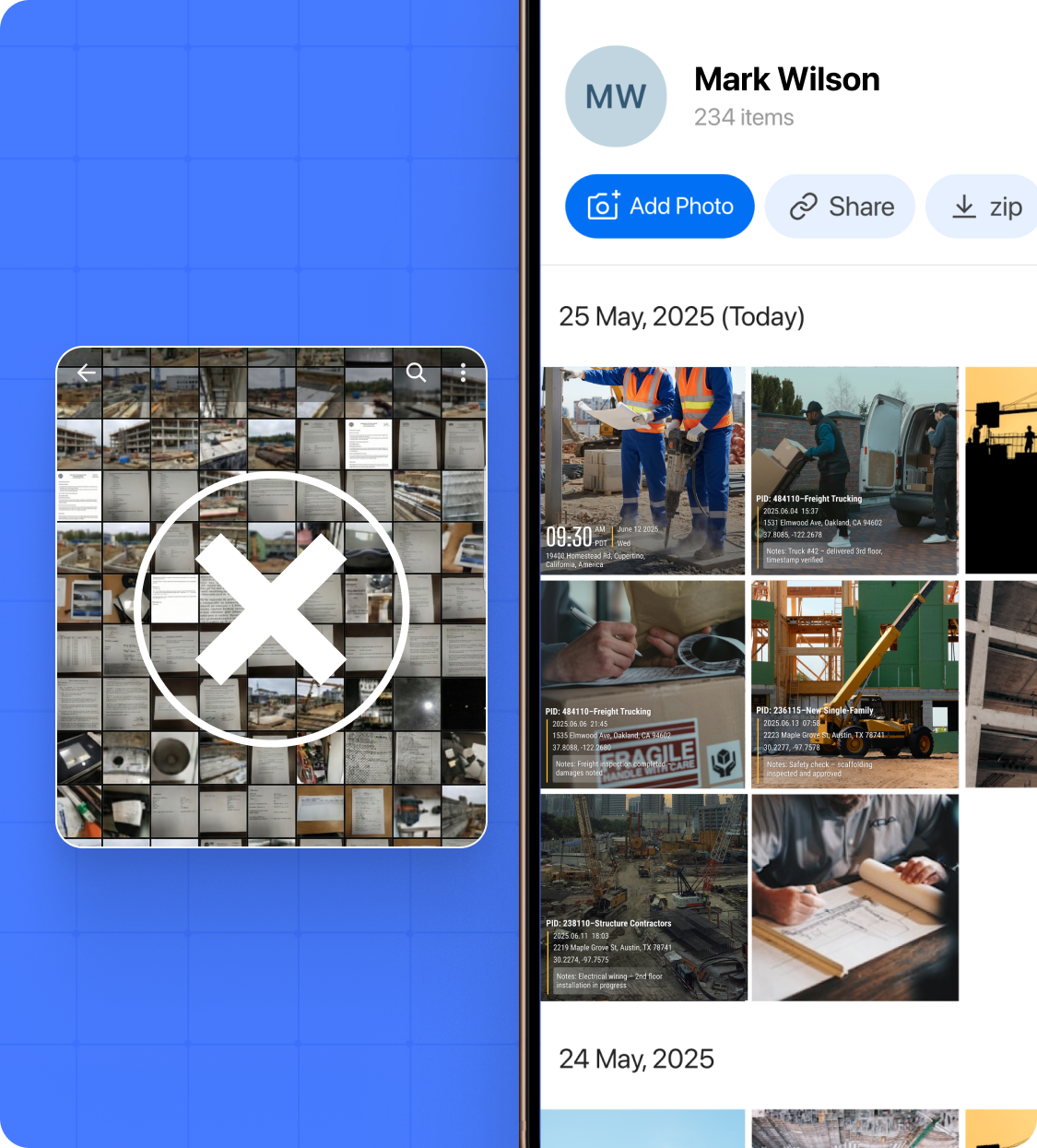 photos are organized by Timemark