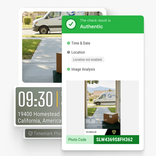 Timemark Photo Code Photo Verification