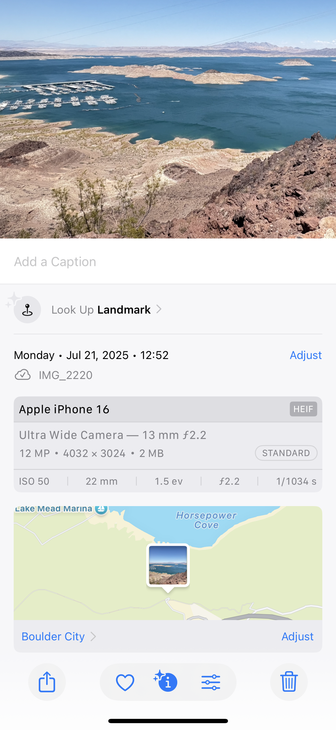 A screenshot showing how to find the location from an image on iPhone