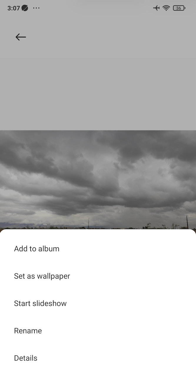 A screenshot showing how to find the location from an image on Android