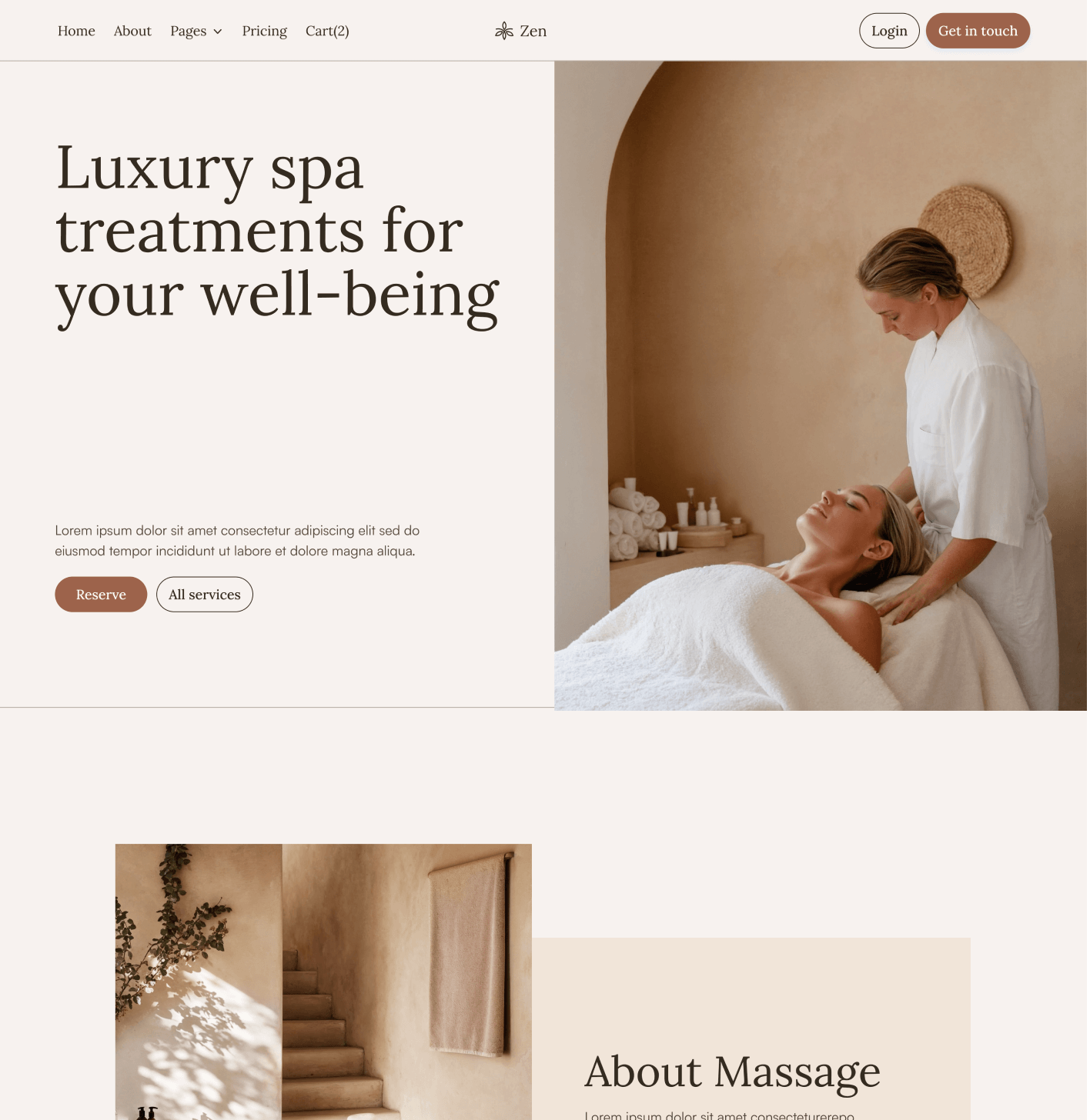 Zen - Home V1 Page - Zen Spa Massage Webflow Template