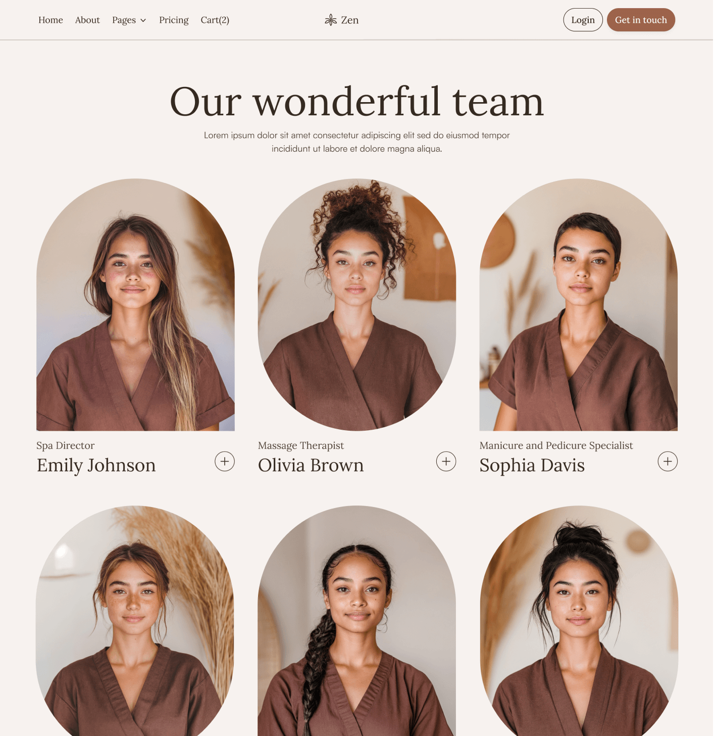 Zen - Team Page - Zen Spa Massage Webflow Template