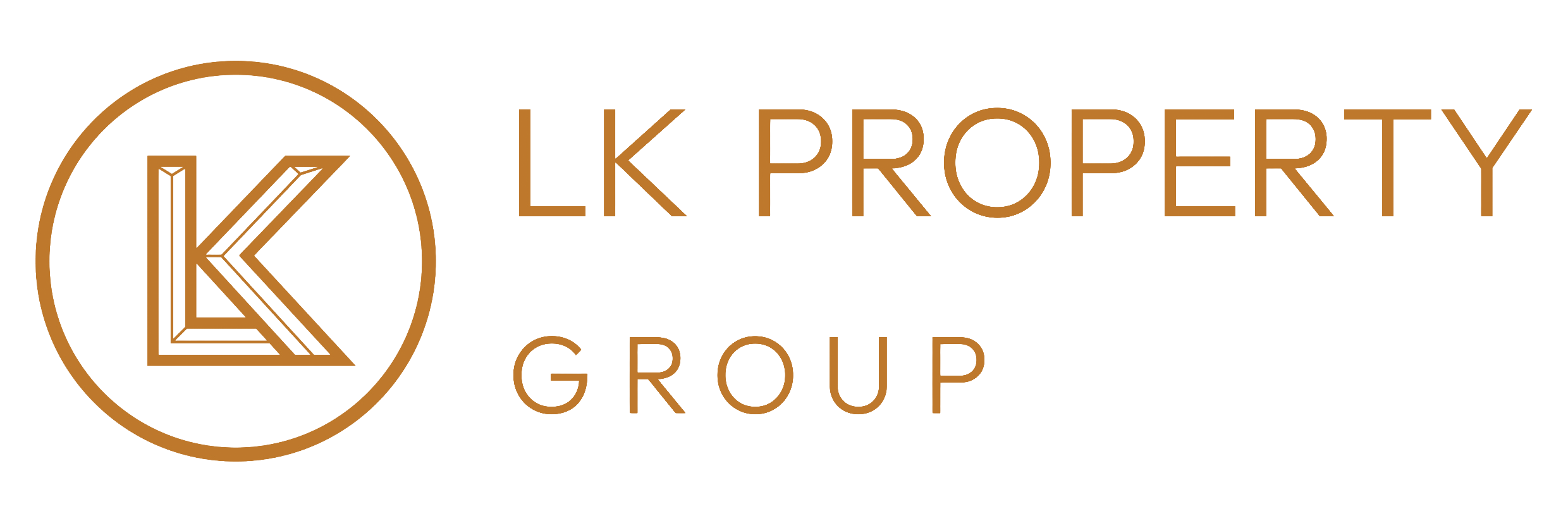 LK Property Group logo with stylized LK initials inside a circle and text on the right.