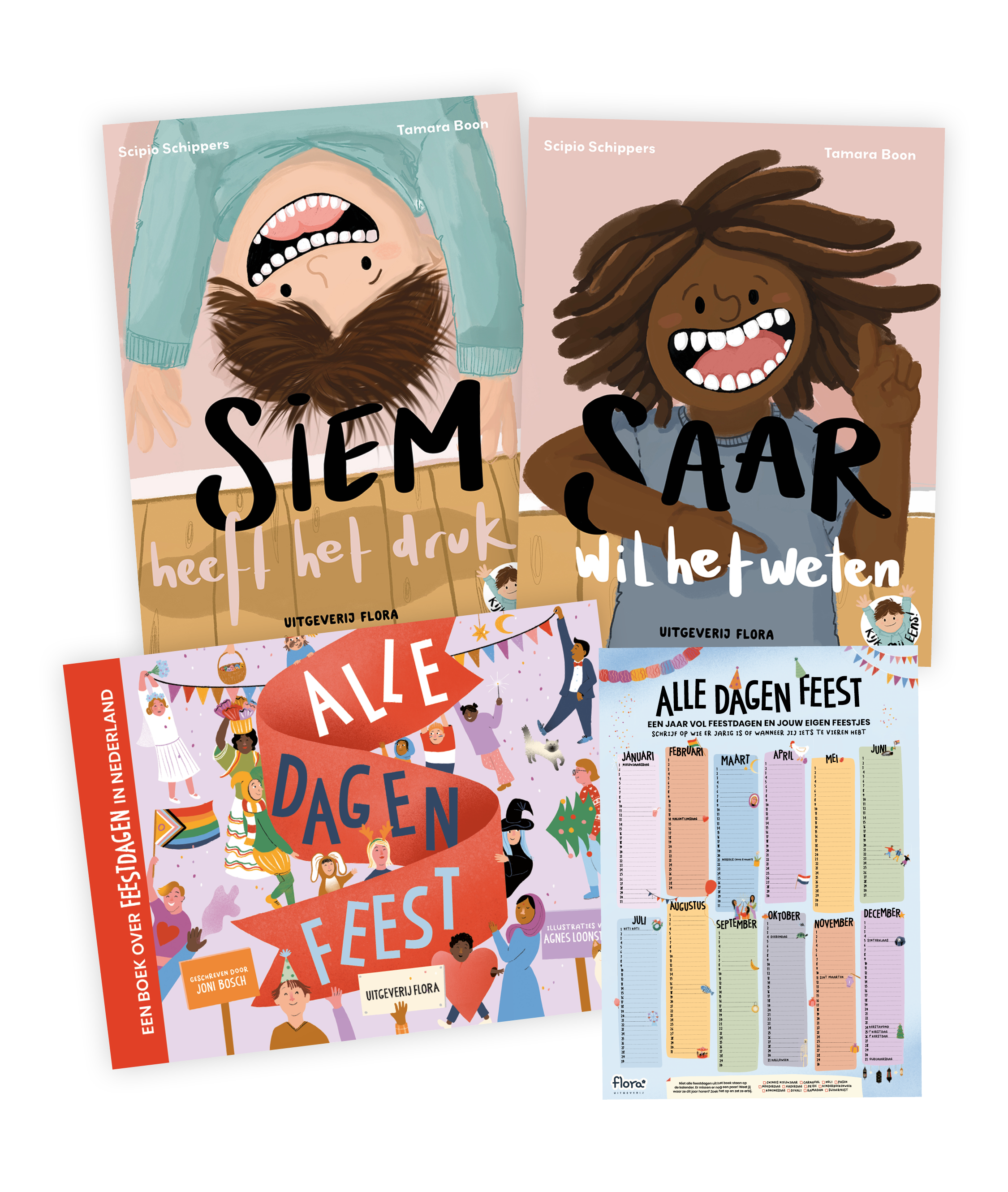 Bundel prentenboeken Siem heeft het druk, Saar wil het weten en Alle dagen feest