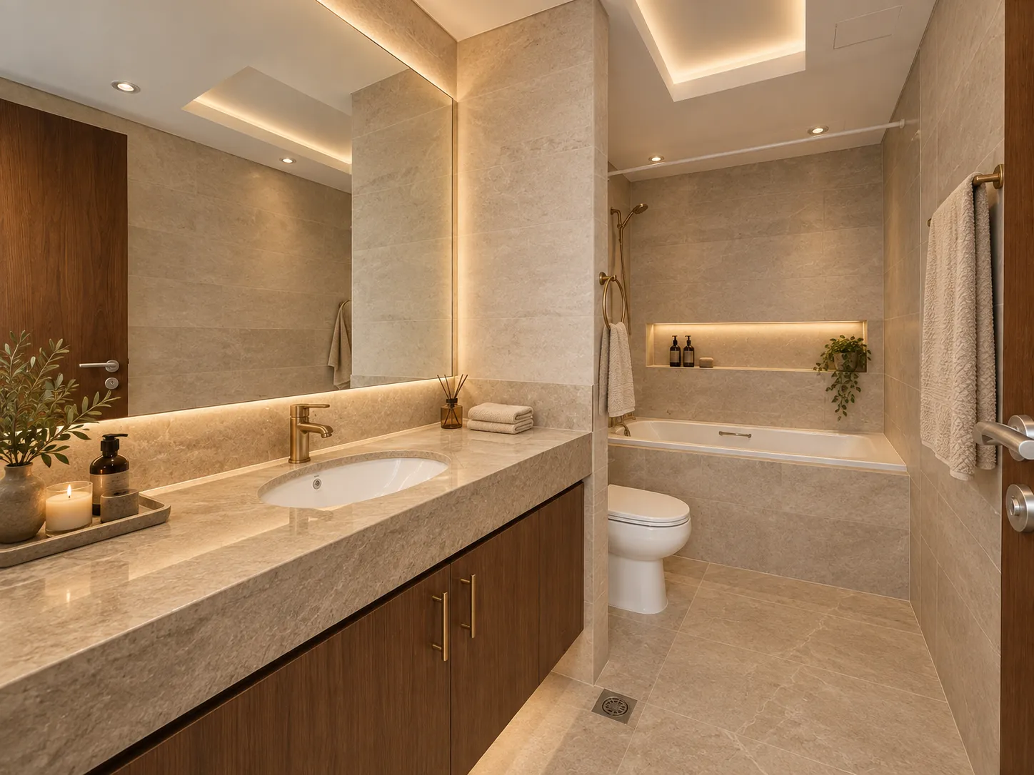 Bathroom after renovation by LuxRenov8 in a Downtown Dubai apartment