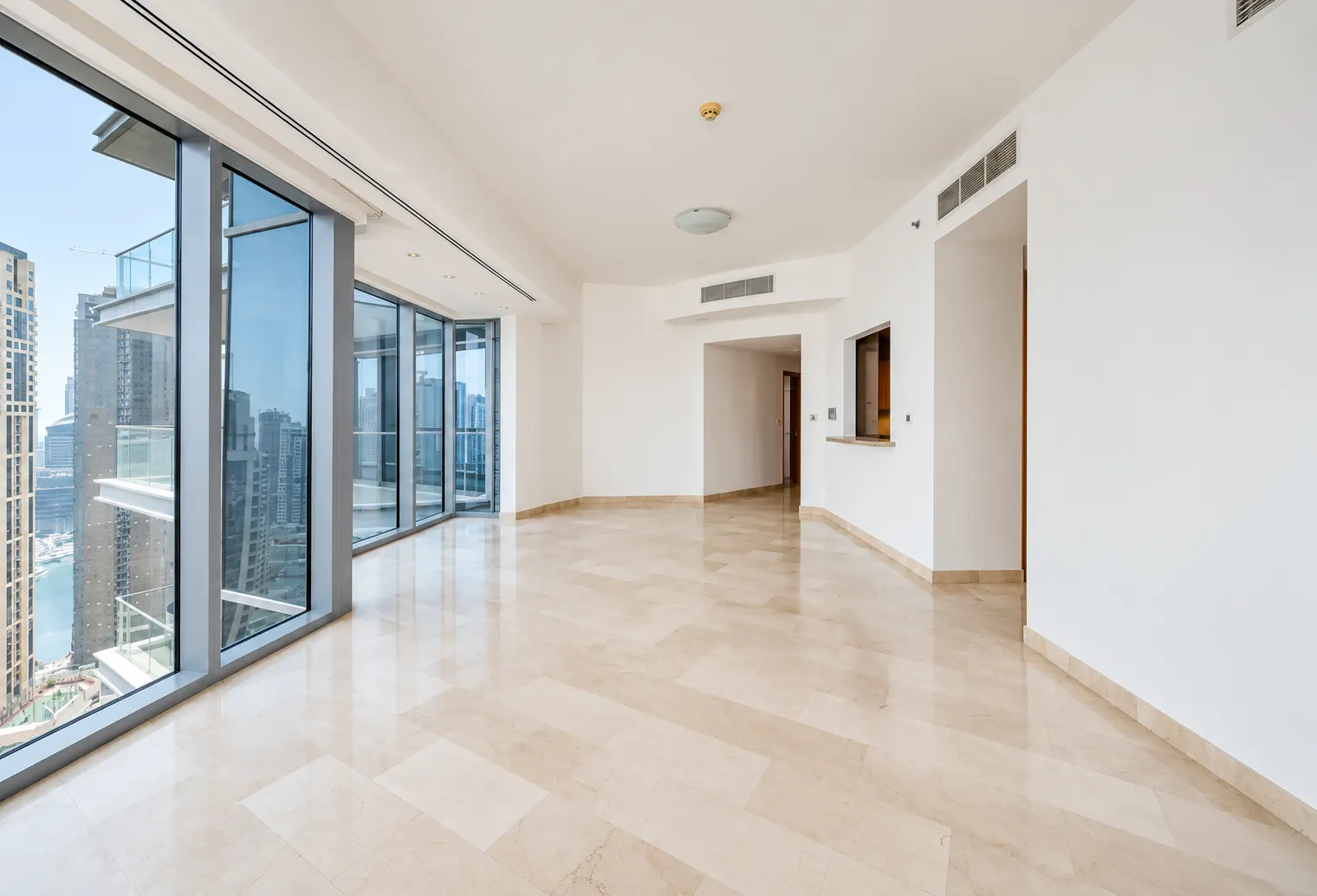 Living room before renovation in Dubai Marina