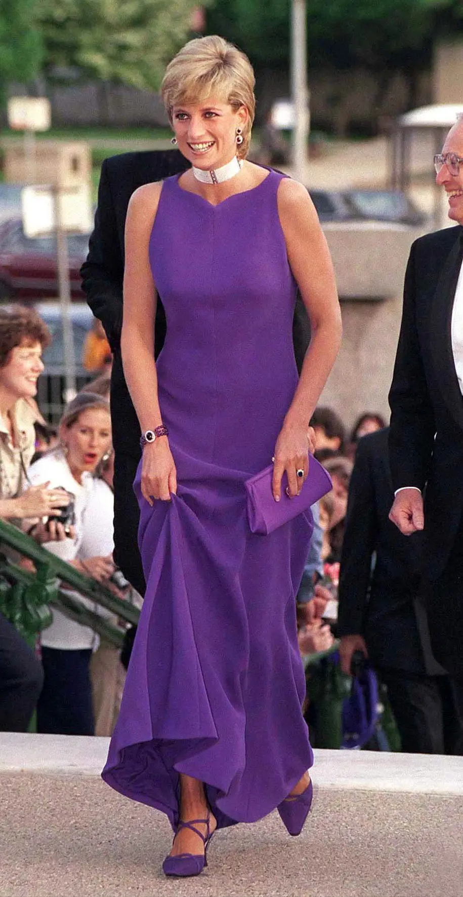 Custom purple Jimmy Choos made for Princess Diana's 1996 Chicago gala look