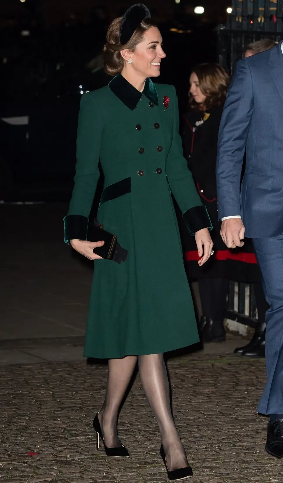 Kate Middleton in Jimmy Choo Romy 100 Black Velvet Pumps