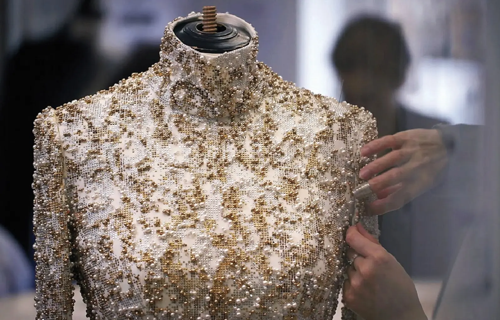 Embellishment detail on a gown from Chanel Haute Couture 2014/15