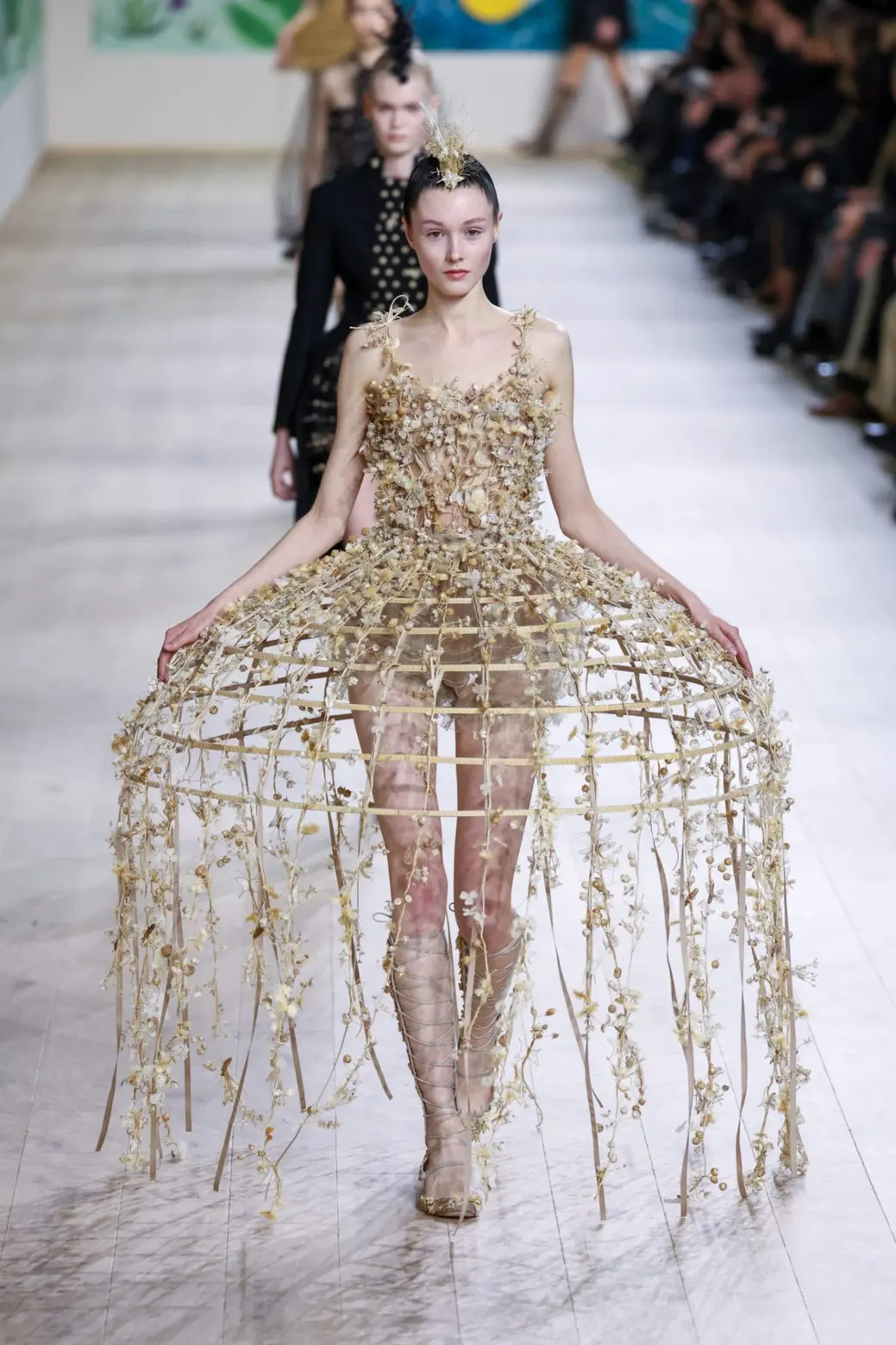 A model walks the runway during the Christian Dior Haute Couture Spring-Summer 2025 under Maria Grazia Chiuri