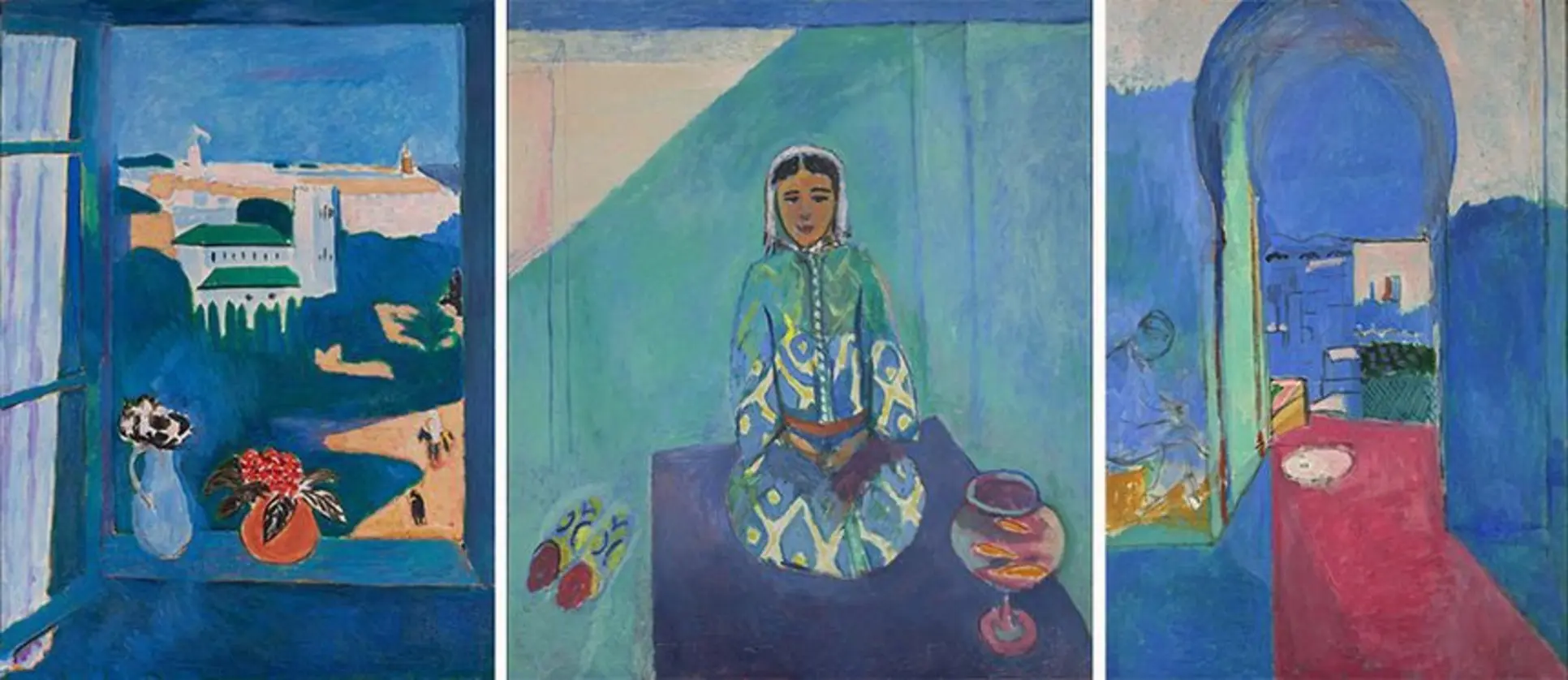 'Moroccan Triptyque', gouache on cut-out