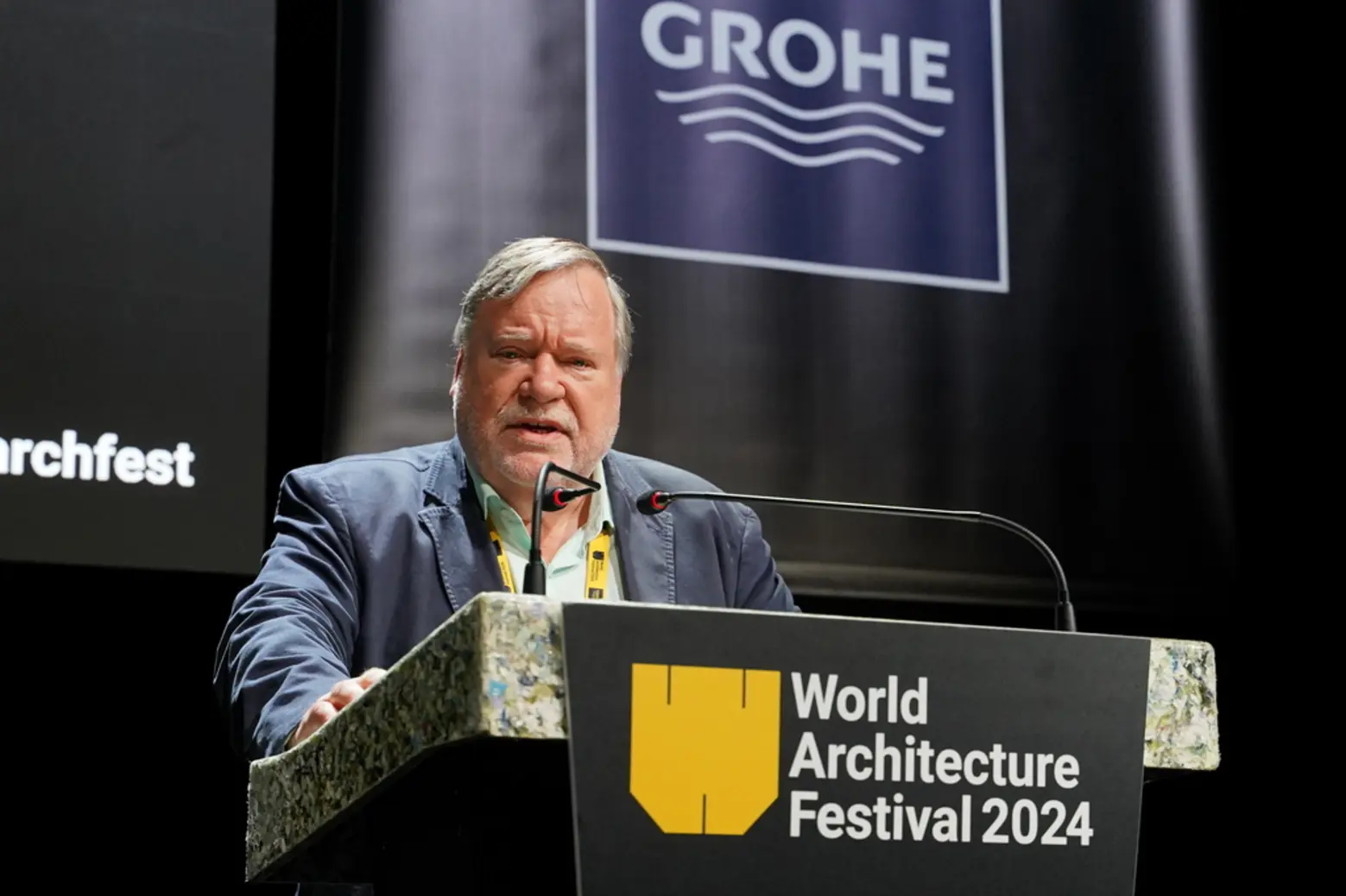 Paul Finch giving a speech