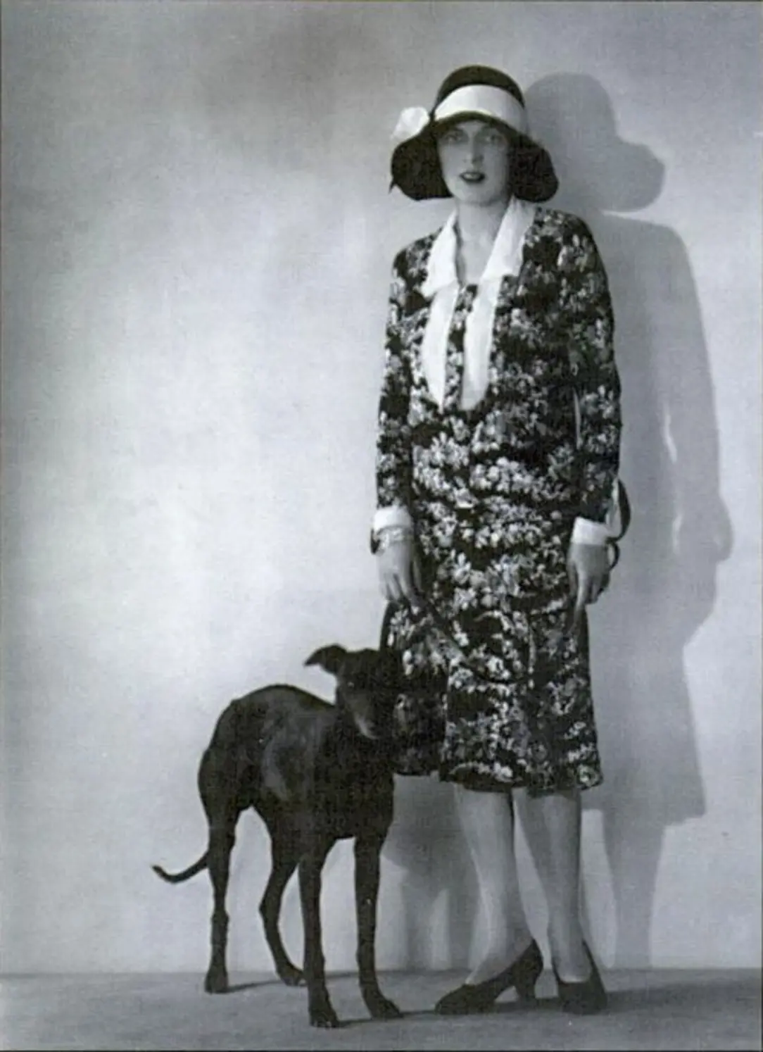 Mary Phelps Jacob (later known as Caresse Crosby) with her whippet Narcisse in Paris in 1922