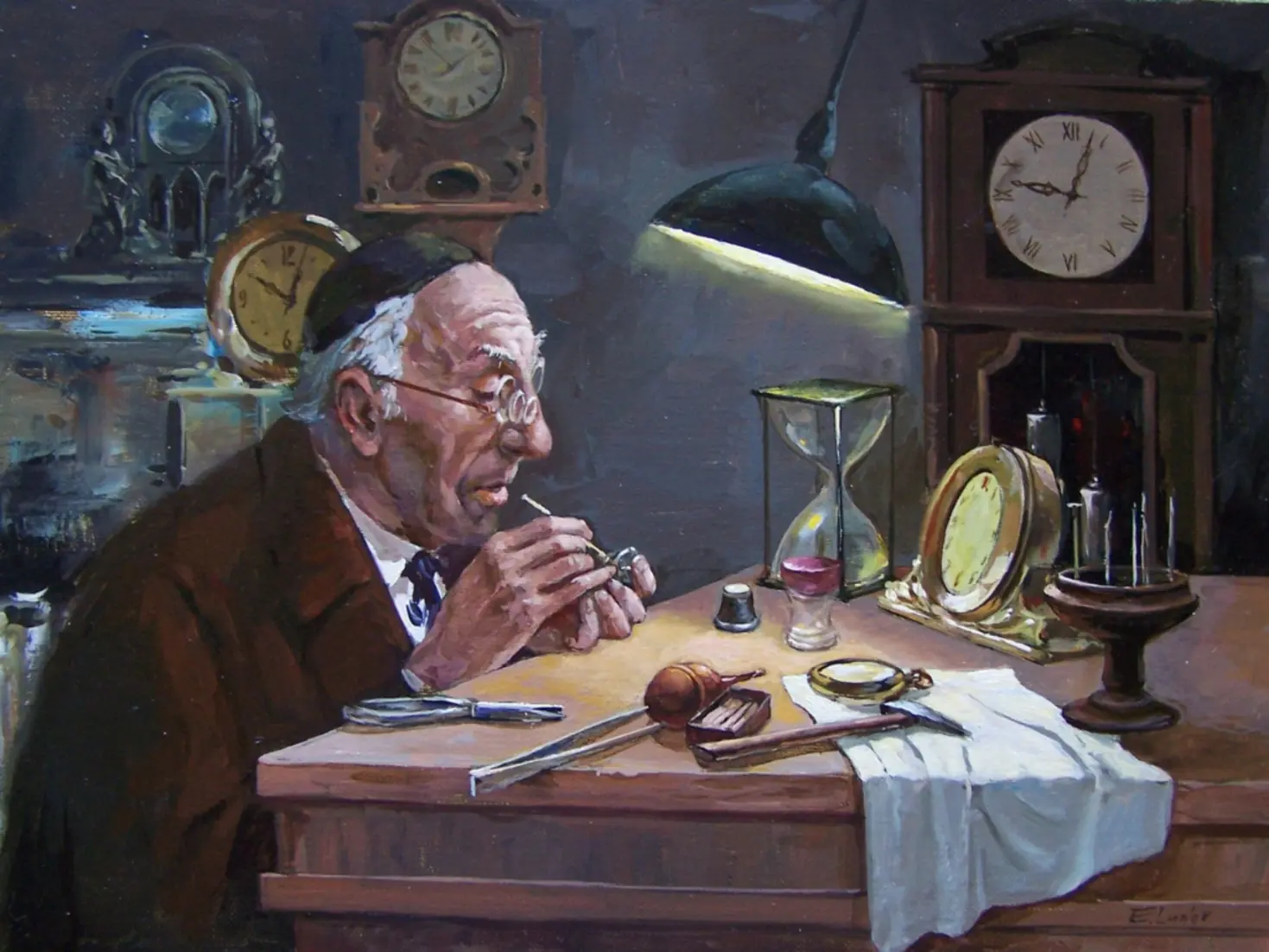 Painting from Norman Rockwell's "Watchmaker" series independent watchmakers
