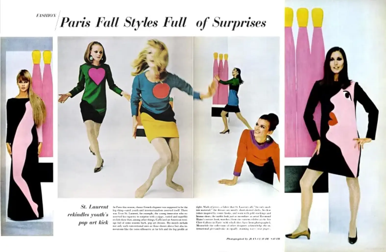 Editorial pages from Life magazine, September 2, 1966, featuring Saint Laurent’s ‘Pop Art’ dresses