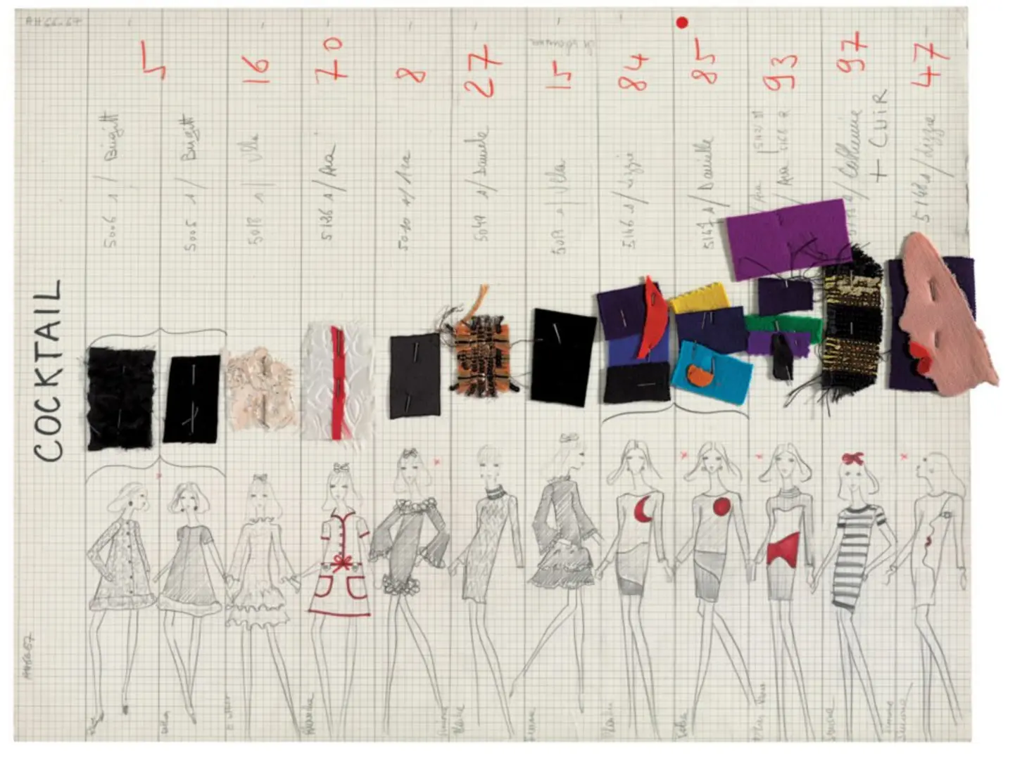 The sketches in Yves Saint Laurent Haute Couture Autumn/Winter 1966