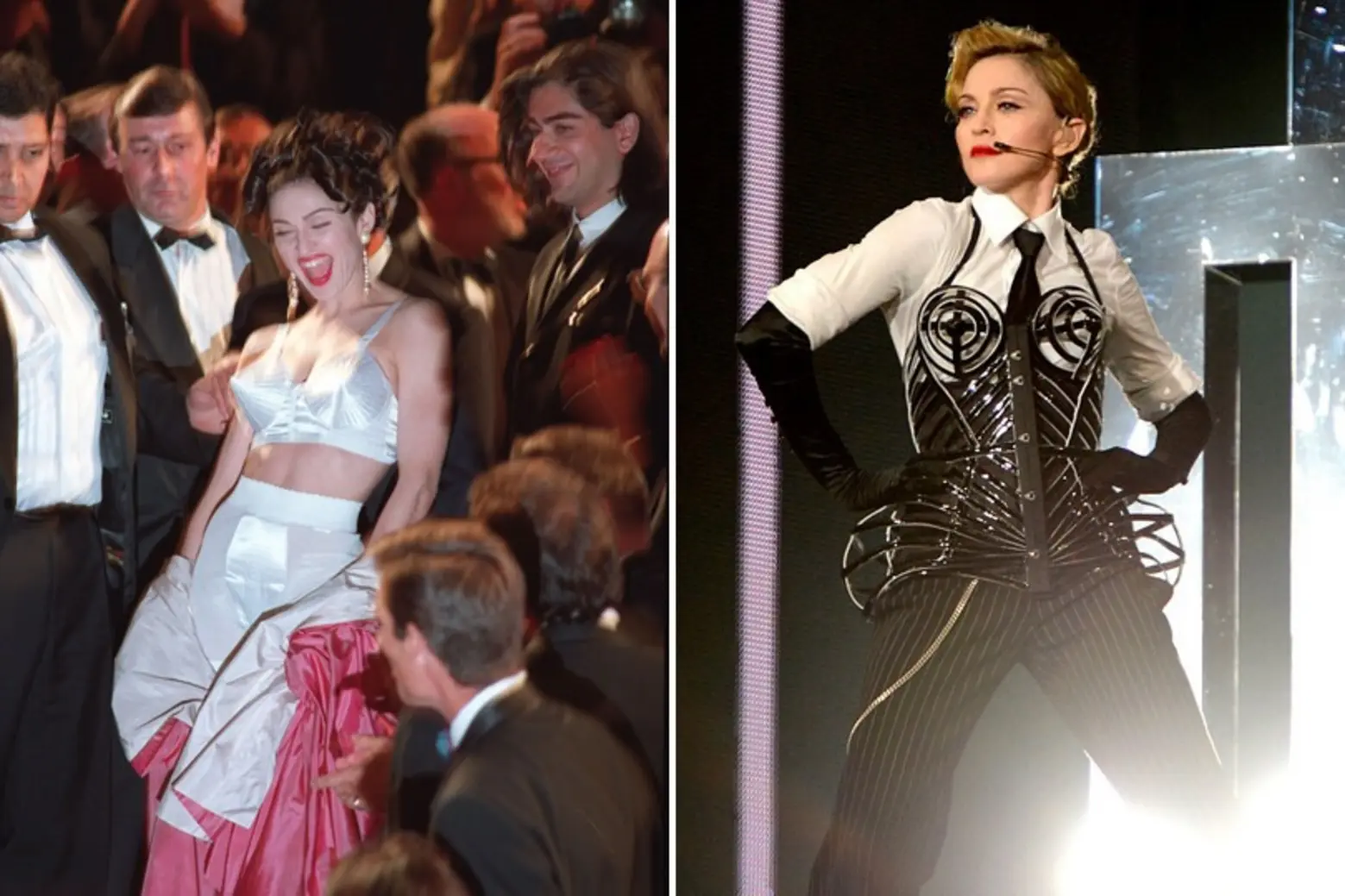 (L): Madonna at Cannes, 1991 | (R): Madonna performing “Vogue,” MDNA Tour, 2012 (L): Madonna at Cannes, 1991 | (R): Madonna performing “Vogue,” MDNA Tour, 2012