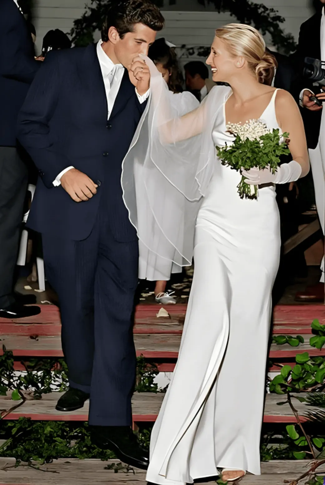 Carolyn Bessette-Kennedy in Calvin Klein Slip Wedding Dress