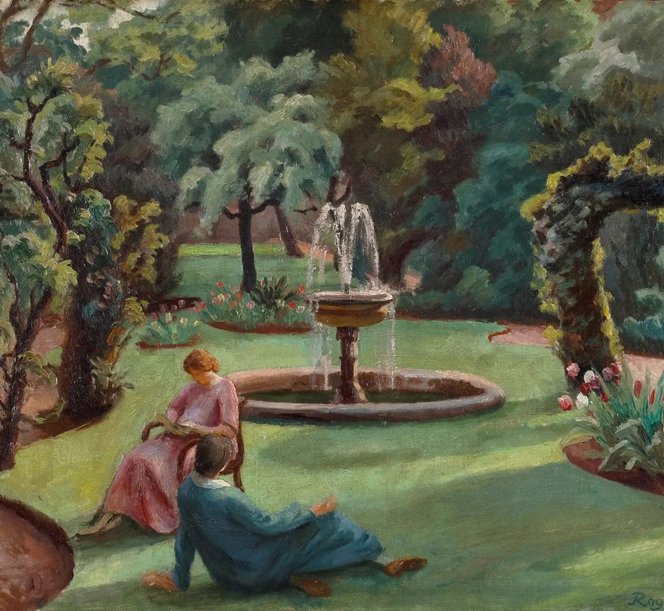 Roger Fry's Garden at no 7. Dalmeny Avenue, Oil on canvas laid onto board, 20 x 27 1/8 in. (50.8 x 68.6 cm)