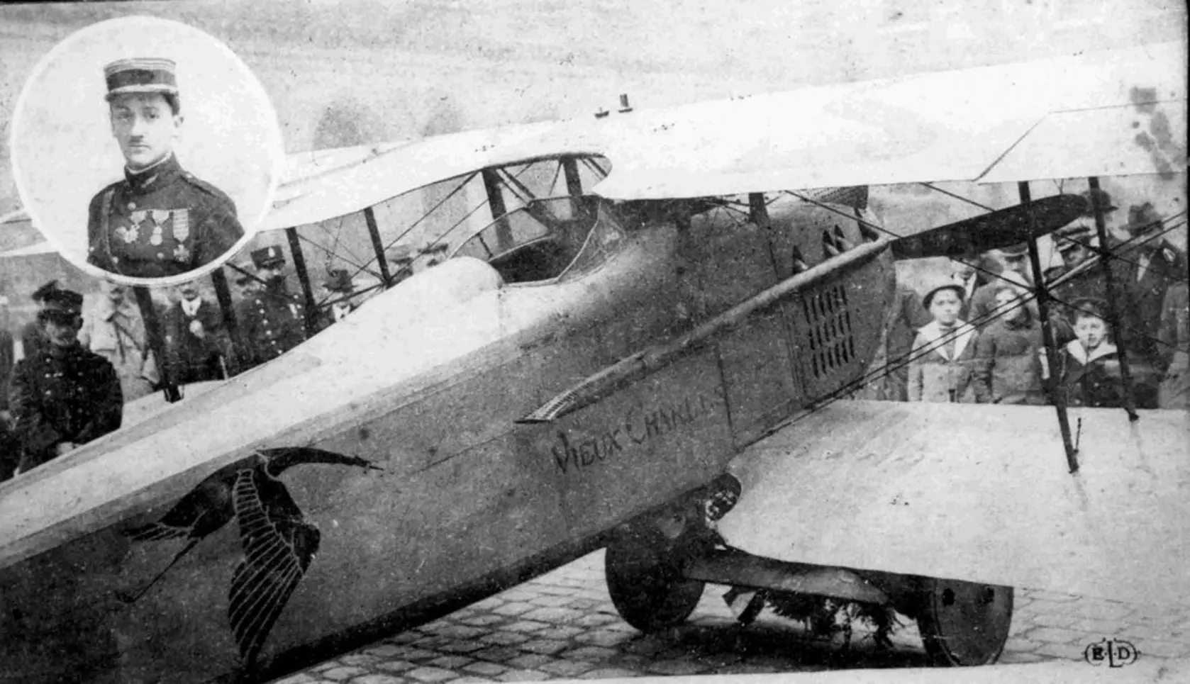 French flying ace Georges Guynemer and his Spad fighter plane, which was powered by a Hispano-Suiza made engine