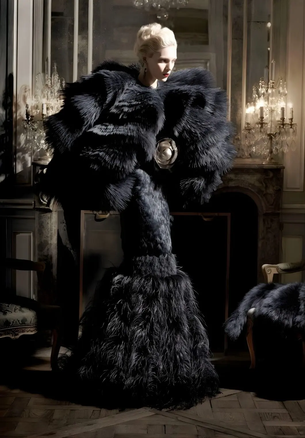 Anja Rubik in Alexander McQueen for Harper's Bazaar US August 2011