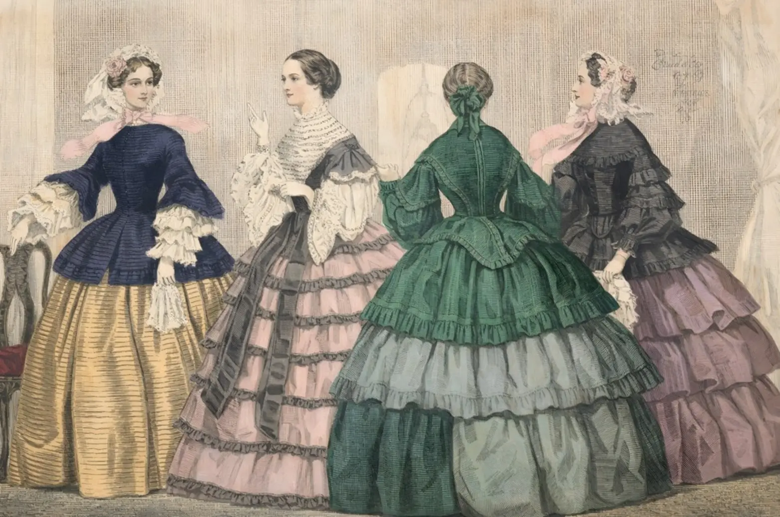 19th Century Tiered Gowns