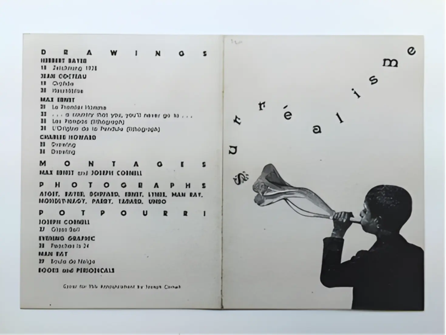 Announcement for the Surrealism exhibition held at the Julien Levy Gallery (1932), with quote by André Breton and cover illustration by Joseph Cornell