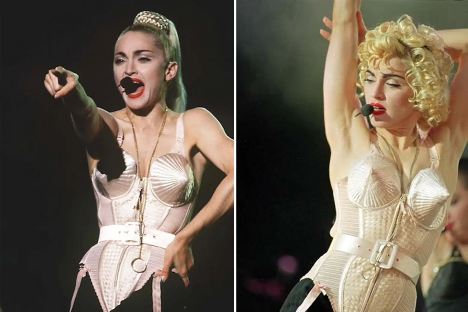 Madonna performing during The Blond Ambition World Tour with Russian Red