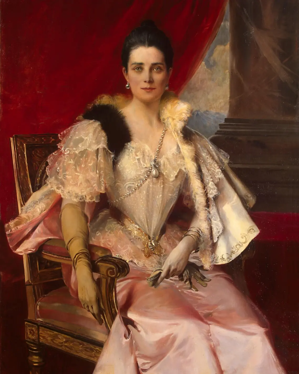Portrait of Zinaida Yusupova wearing La Pelegrina pearl La Peregrina