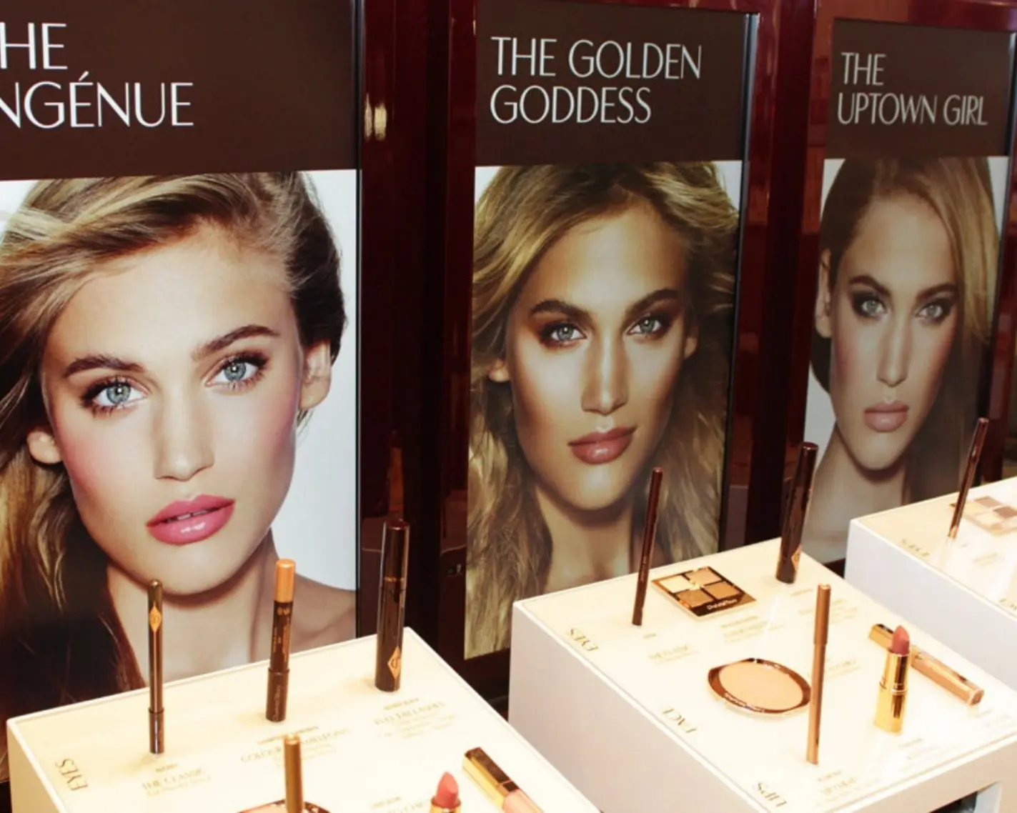 Charlotte Tilbury Beauty products are displayed