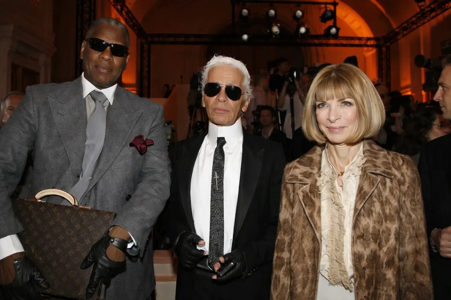 André Leon Talley, Karl Lagerfeld, and Anna Wintour André Leon Talley, Karl Lagerfeld, and Anna Wintour