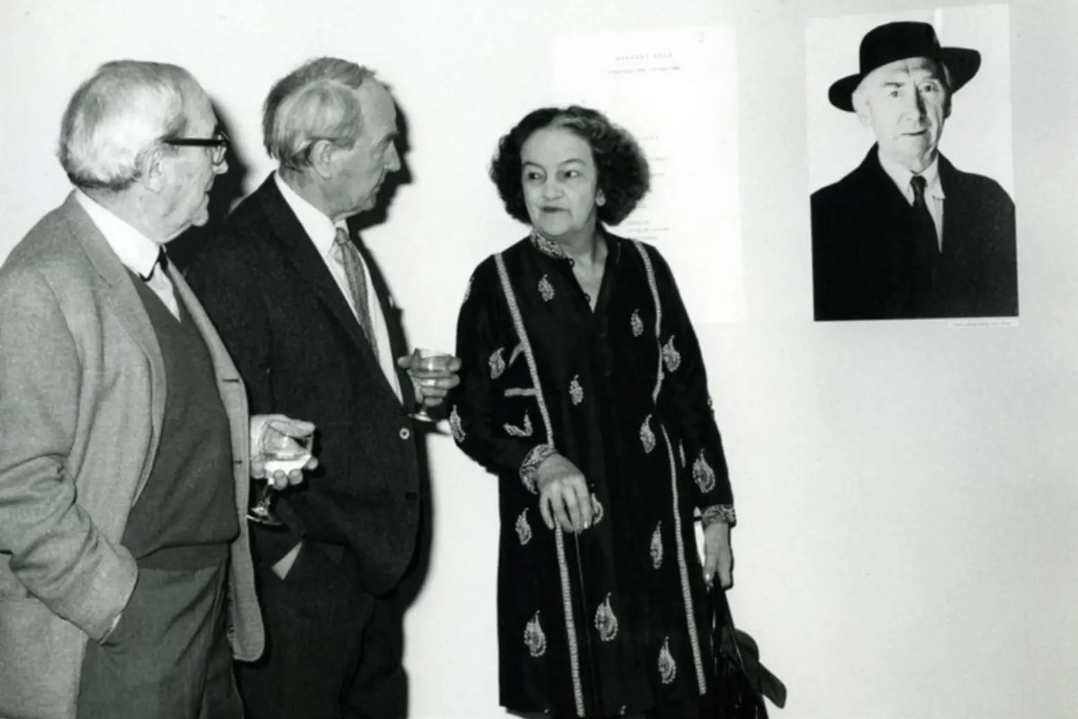 Naum Gabo, Henry Moore and Barbara Hepworth next to a portrait of Herbert Read at the Herbert Read Memorial exhibition at the Tate Gallery, 1968 Barbara Hepworth 1