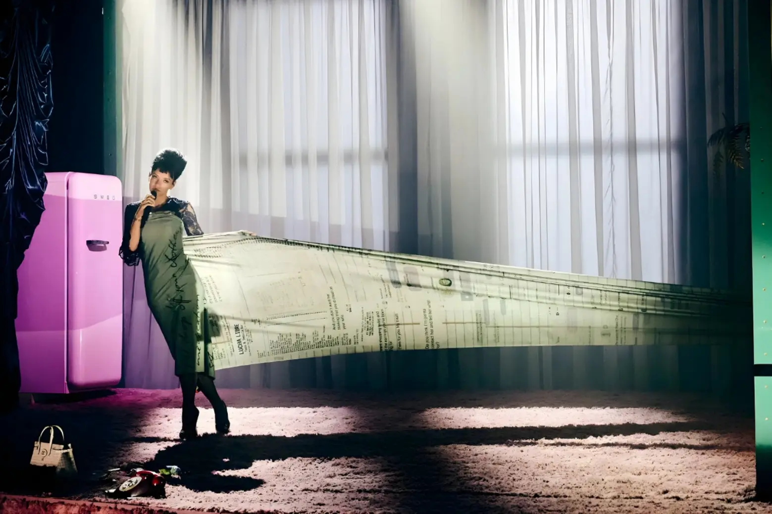 Lily Allen's Receipt Dress on West End Girl Tour