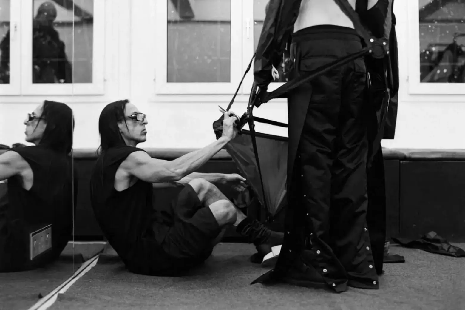 Rick Owens at Backstage Fitting for Rick Owens Spring 2012 Collection